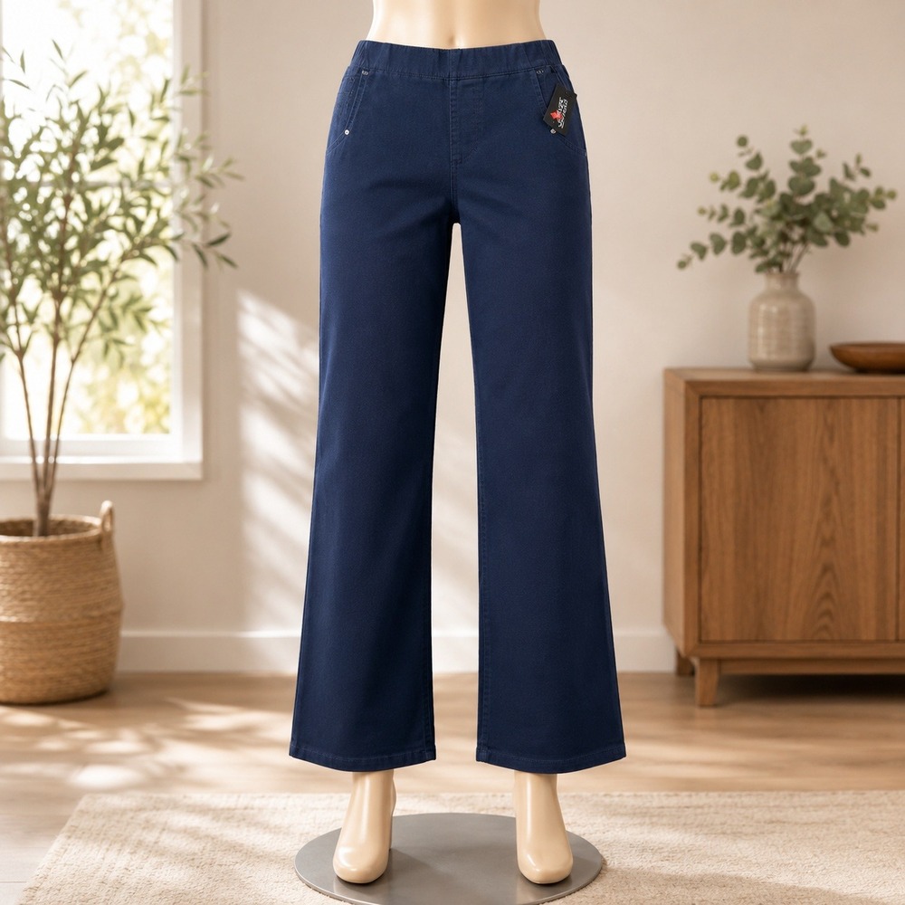NWT Denim & Co. Signature Jeans Womens 12T Blue Tall Pull On Straight Leg Lycra